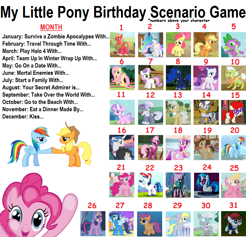 my little pony birthday scenario game by