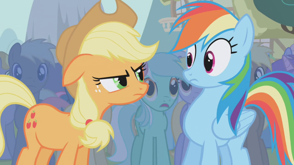 Applejack mad at Rainbow Dash S1E06