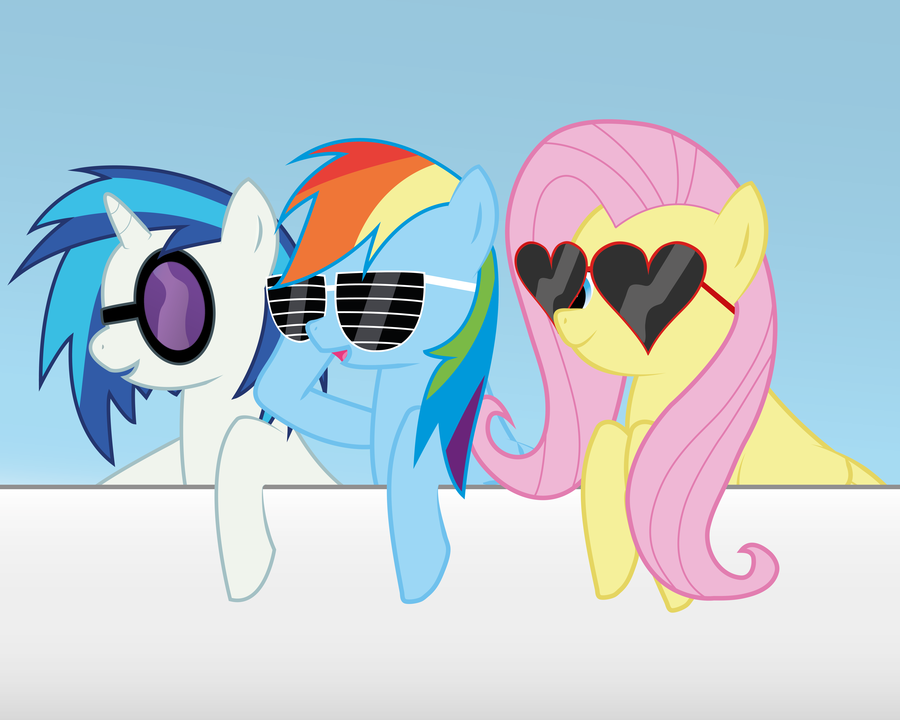 rainbow dash  vinyl scratch and flutters