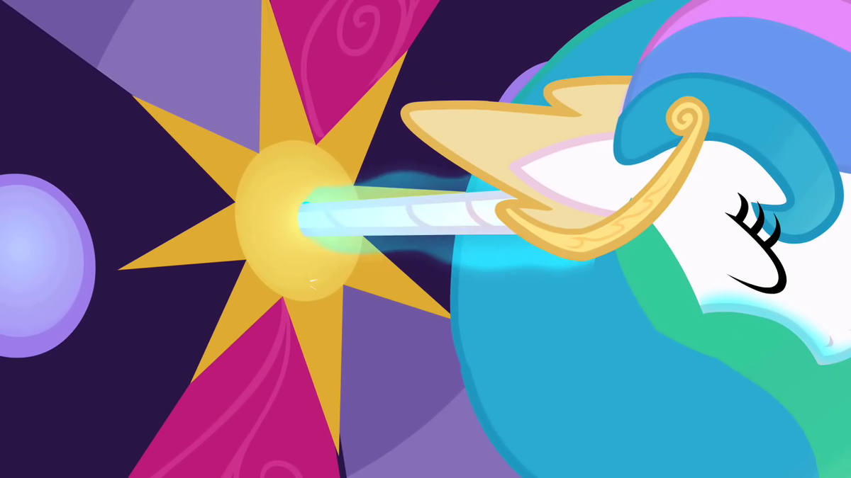 Princess Celestia uses her horn as a key