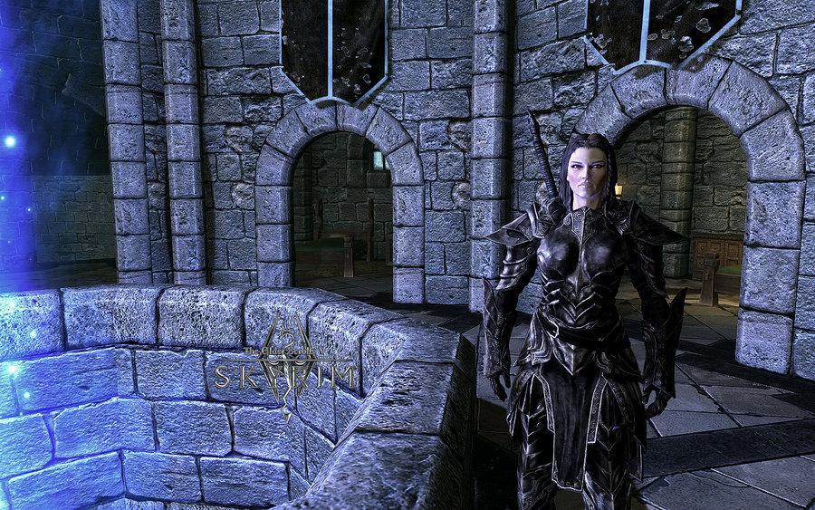 skyrim lydia in ebony winter by micro579