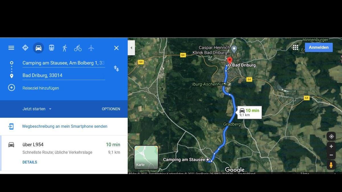 Route korrigiert Camping - Bad Driburg