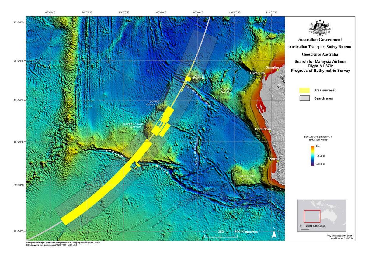 MH370 bathymetric survey progress 23-Dec