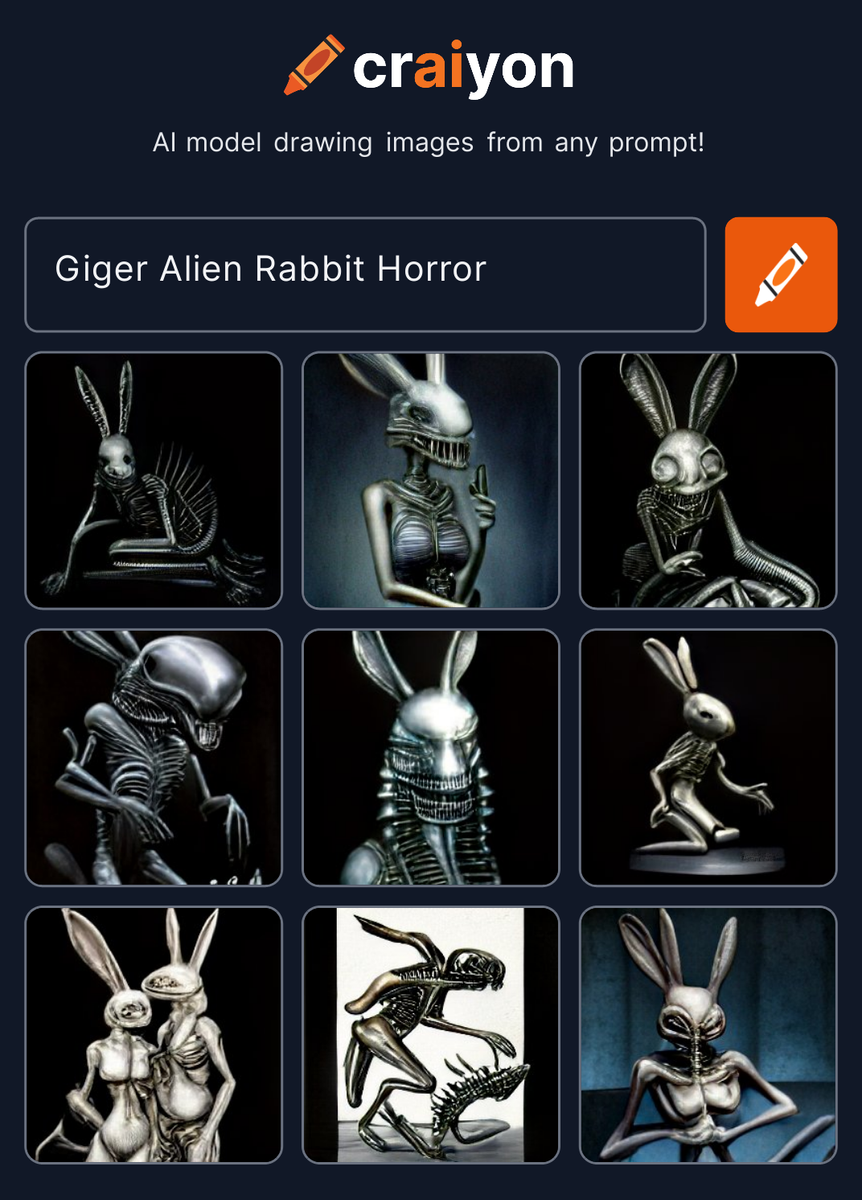 craiyon 173047 Giger Alien Rabbit Horror