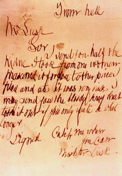 jack the ripper from hell letter