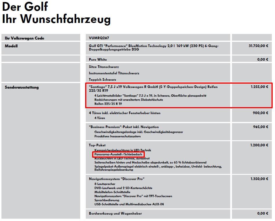gti ausstattung