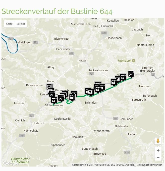 Strecke Buslinie 644