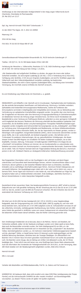 Strafanzeige an den Internationalen... -