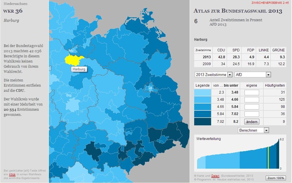 Wahlatlas AfD Zweitstimme