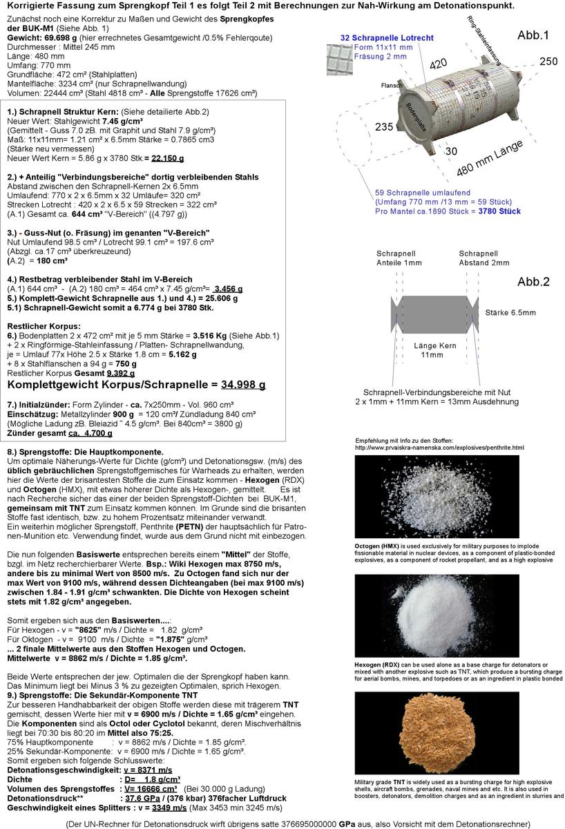 Sprengkopf BUK-M1 Berechnung Teil 1