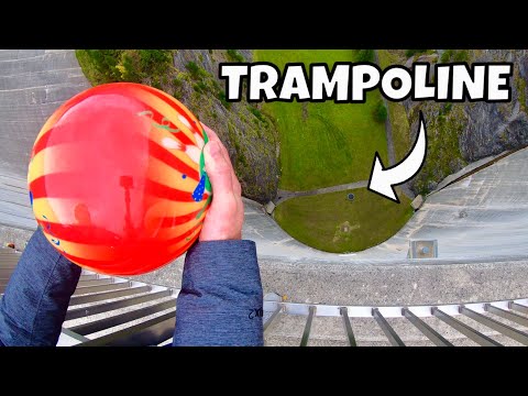 Youtube: BOWLING BALL Vs. TRAMPOLINE from 165m Dam!