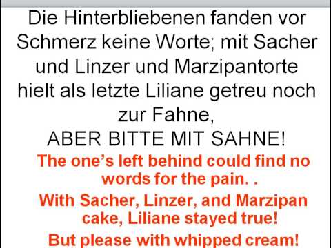 Youtube: Aber bitte mit Sahne Lyrics English German