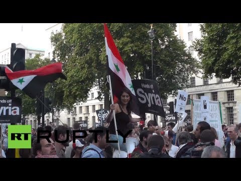 Youtube: 'Hands off Syria!' Protesters rally against UK intervention in war-torn country