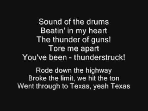 Youtube: AC/DC - Thunderstruck Lyrics