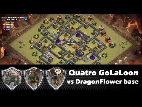 Youtube: Quatro GoLaLoon vs DragonFlower Th9 Base - Maxed Defenses - Clash Of Clans
