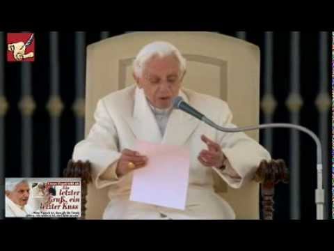 Youtube: Papst Benedikt XVI. - Die letzte Rede auf deutsch (27.02.2013)