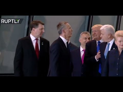 Youtube: America First? Trump shoves aside Montenegro PM at NATO summit