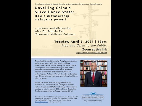 Youtube: Dr. Minxin Pei, Unveiling China's Surveillance State: How a dictatorship maintains power?