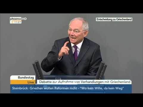 Youtube: Bundestag: Wolfgang Schäuble zur Stabilitätshilfe zugunsten Griechenlands am 17.07.2015