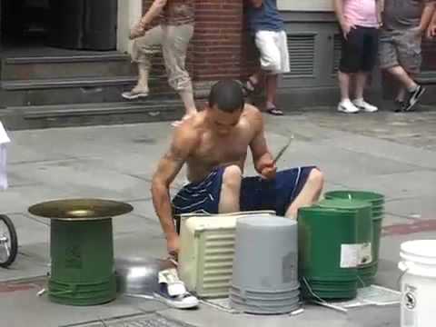 Youtube: Amazing Street drummer - One of the best i've seen.