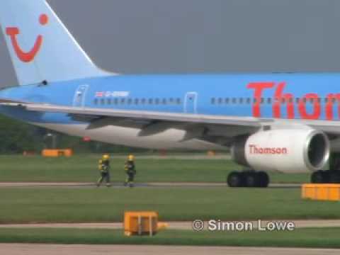 Youtube: ThomsonFly 757 bird strike & flames captured on video