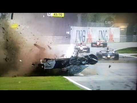 Youtube: Horror F1 crash Kubica airbourne into wall 300Kph Montreal 2007 HD