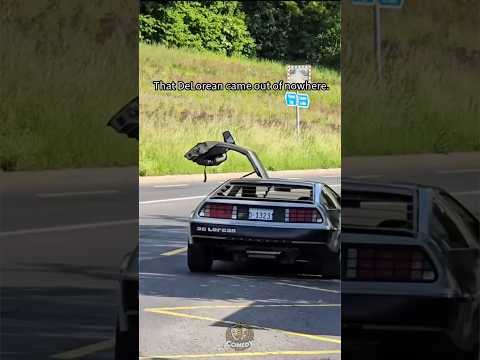 Youtube: He never stood a chance. That DeLorean literally came out of nowhere 💀🤣 #funny #shorts