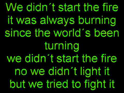 Youtube: Billy Joel We didn´t start the fire Lyrics (on Screen)