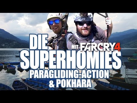 Youtube: Die Superhomies in Nepal - Paragliding-Action & Pokhara (mit Gronkh & Sarazar für Far Cry 4)