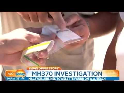 Youtube: Is this proof that MH370 crashed off the coast of Australia? Towelette with Malaysia Airlines logo