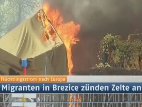 Youtube: Brennendes Flüchtlingslager in Slowenien: Dramatische Bilder aus Brezice