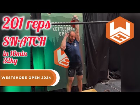 Youtube: Victory at the Westshore Kettlebell OPEN 2024 with 201reps SNATCH 32kg by Denis Vasilev