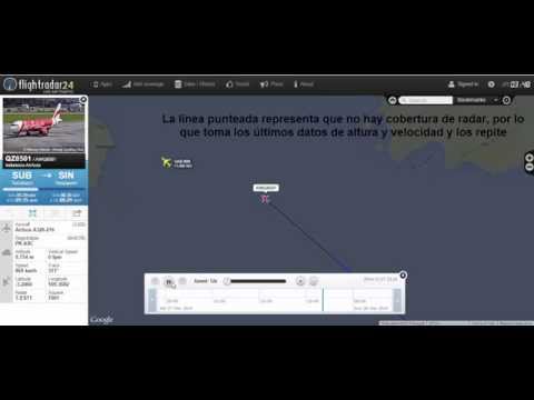 Youtube: FlightRadar24 - Último vuelo del Air Asia QZ8501 - Last flight of Air Asia QZ8501