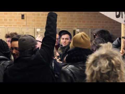 Youtube: feminist protesters at u of t pull fire alarm