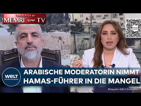 Youtube: KRIEG GEGEN ISRAEL: Al-Arabija-Moderatorin Rasha Nabil grillt Hamas-Führer im Interview