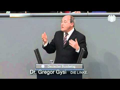 Youtube: Gregor Gysi, DIE LINKE: »Weil bei Ihnen die Bankenlobby regiert, nicht Sie selbst«