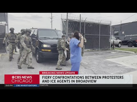 Youtube: Fiery confrontations between protesters and ICE agents in Broadview