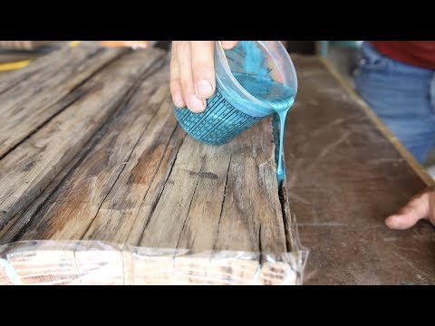 Youtube: DIY Farmhouse Dining Table w/ Epoxy Inlays Using Reclaimed Barnwood