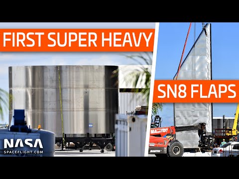 Youtube: SpaceX Boca Chica - First Super Heavy Booster Parts - SN8 Flaps Installed