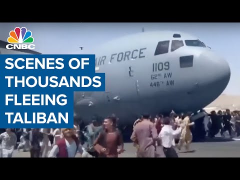 Youtube: Chaotic scenes at Kabul airport as thousands flee Taliban