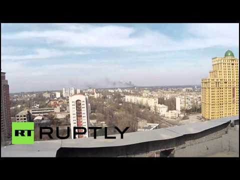 Youtube: Ukraine: Thick smoke over Donetsk Airport raises concerns over ceasefire