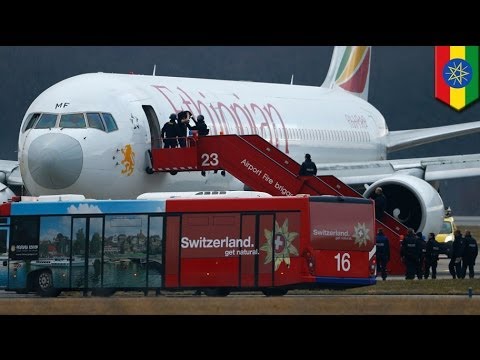 Youtube: Ethiopian Airlines flight hijacked by co-pilot lands in Geneva