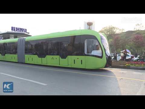Youtube: World’s first "smart train" with virtual tracks launched in Hunan, China
