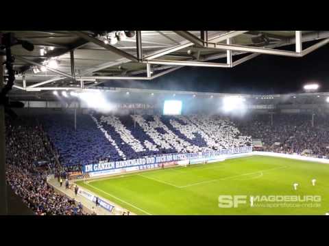 Youtube: 1. FC Magdeburg gegen FC Erzgebirge Aue - Choreo Block U (HD Apr. 2016)