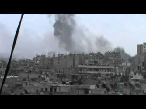 Youtube: هاااااااام جدا لحظة سقوط الصاروخ على المنزل وإنفجار هائل جدا 29 3 2012 قصف أحياء حمص القديمة
