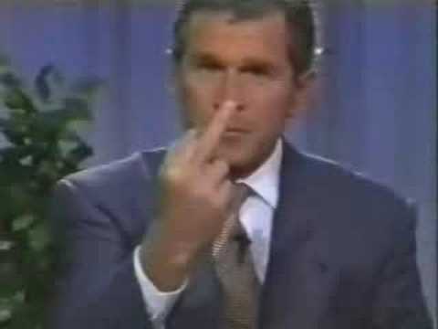 Youtube: George W Bush gives one finger salute