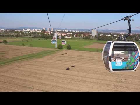 Youtube: Fahrt mit der Mannheimer Seilbahn von der Endstation "Luisenpark" zur Endstation "Spinellipark"