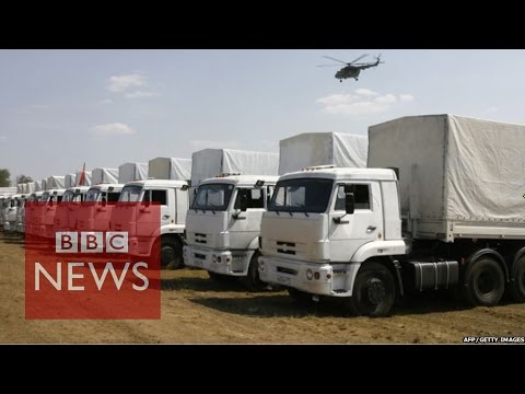 Youtube: Ukraine crisis: Russian aid trucks 'almost empty' - BBC News