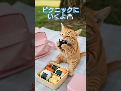 Youtube: ピクニックに行ったらうさちゃんとともだちになったよ🐇🍙#猫#茶トラ猫#ai猫#料理#cat#catshorts #catvideos #catlovers #aicat