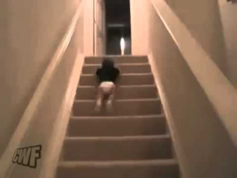 Youtube: Baby rutscht die treppe runter *like a boss*